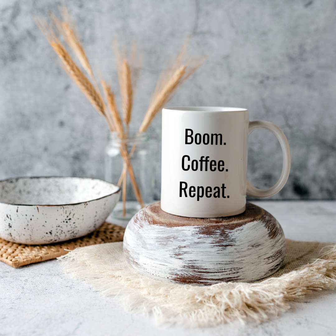 Boom. Coffee. Repeat. Mug