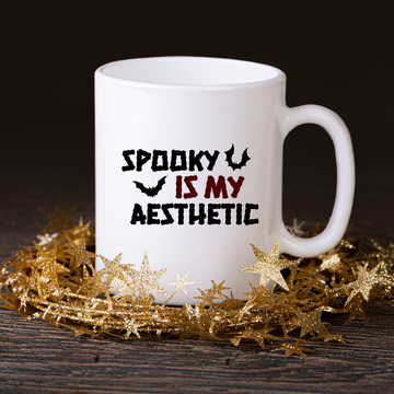 Spooky Is My Aesthetic – the perfect haunting mug for eternal Halloween lovers and coffee enthusiasts.