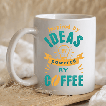 Inspired by ideas, powered by coffee Mug - Mood In A Mug