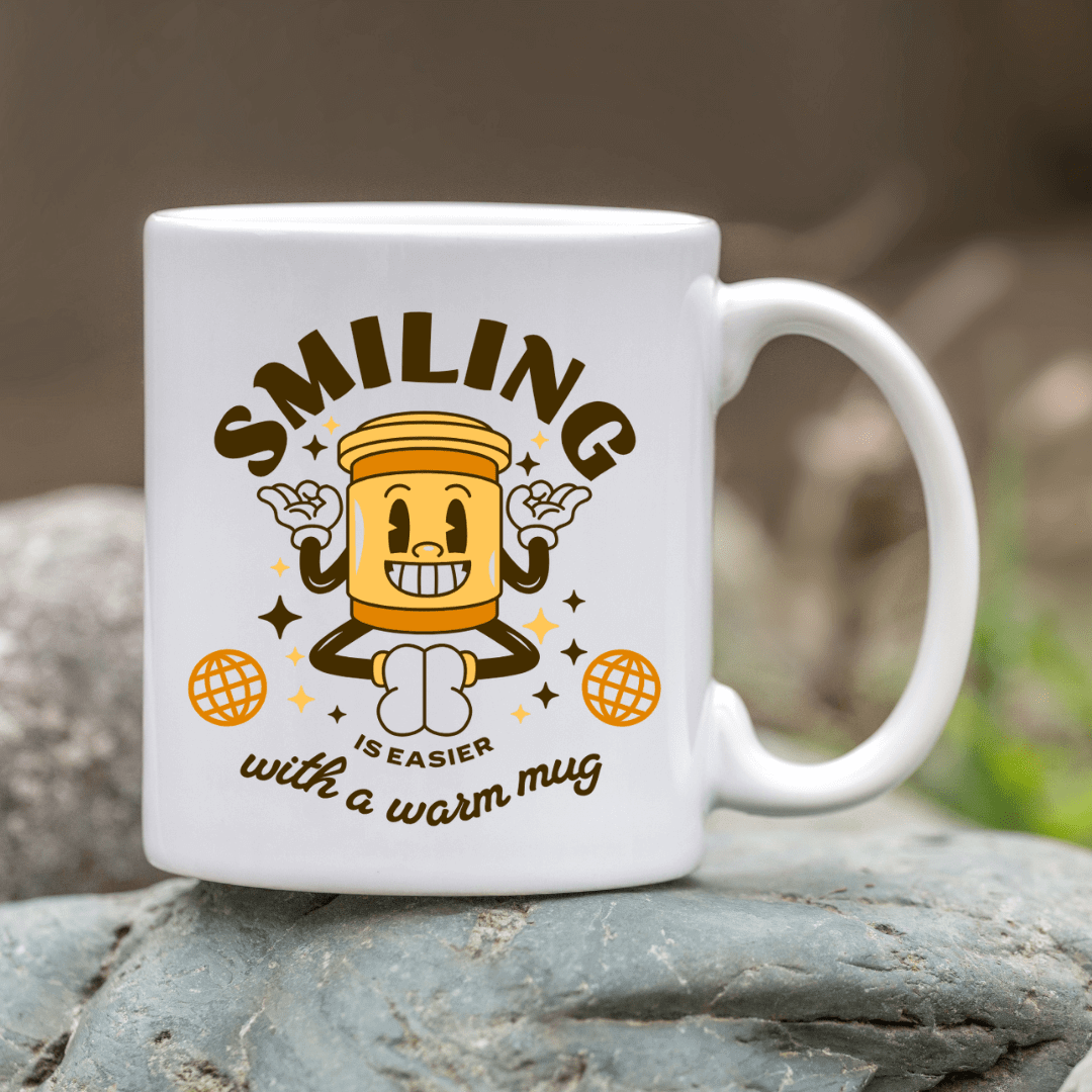 Smiling is easier with a warm Mug - Mood In A Mug