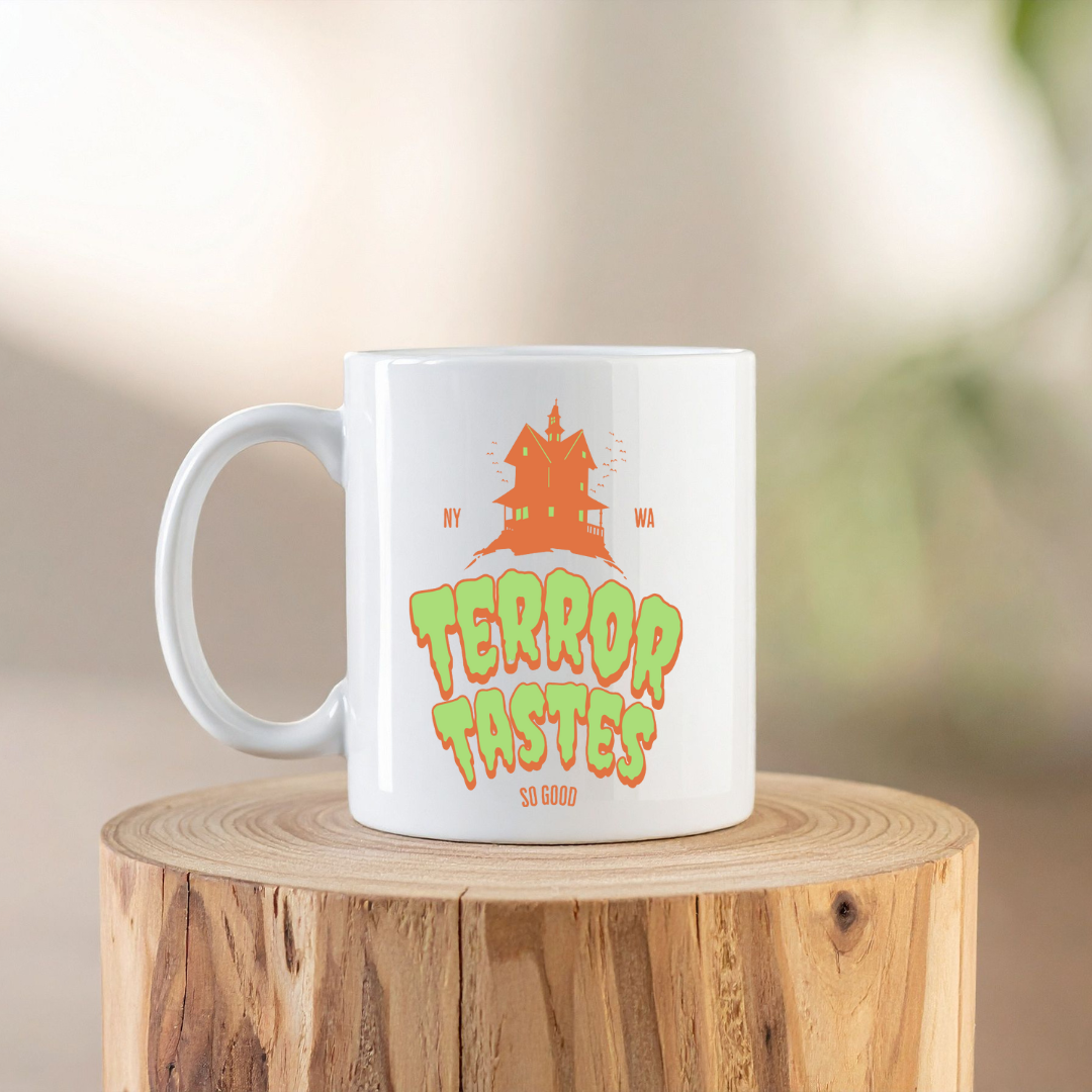 Terror Tastes So Good – the perfect wicked mug for thrill-seekers and coffee lovers.