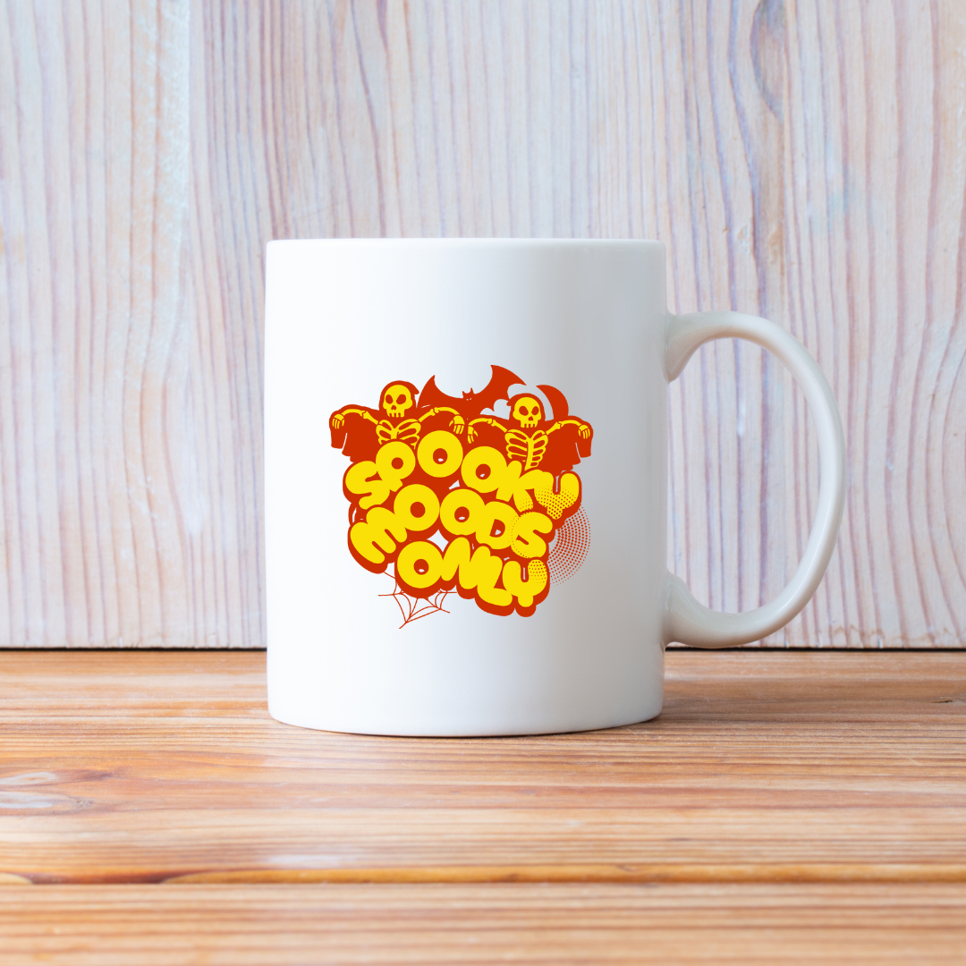 Spooky Moods Only – the perfect haunting mug for Halloween lovers and coffee enthusiasts.