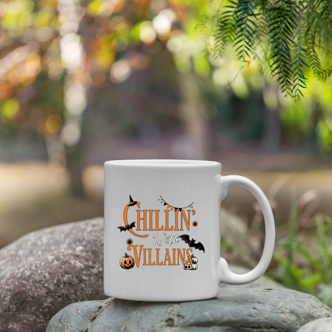 Chillin' With Villains – the perfect mischievous mug for anti-hero fans and coffee lovers.