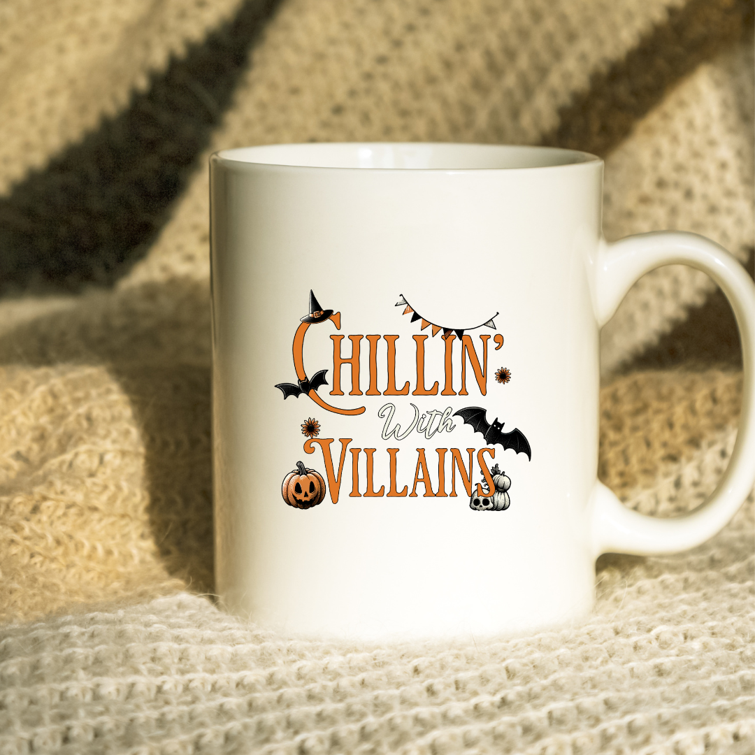 Chillin' With Villains – the perfect mischievous mug for anti-hero fans and coffee lovers.