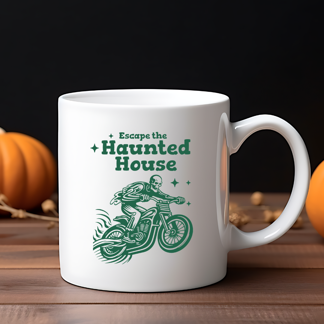 Escape The Haunted House – the perfect adventurous mug for thrill-seekers and coffee lovers.