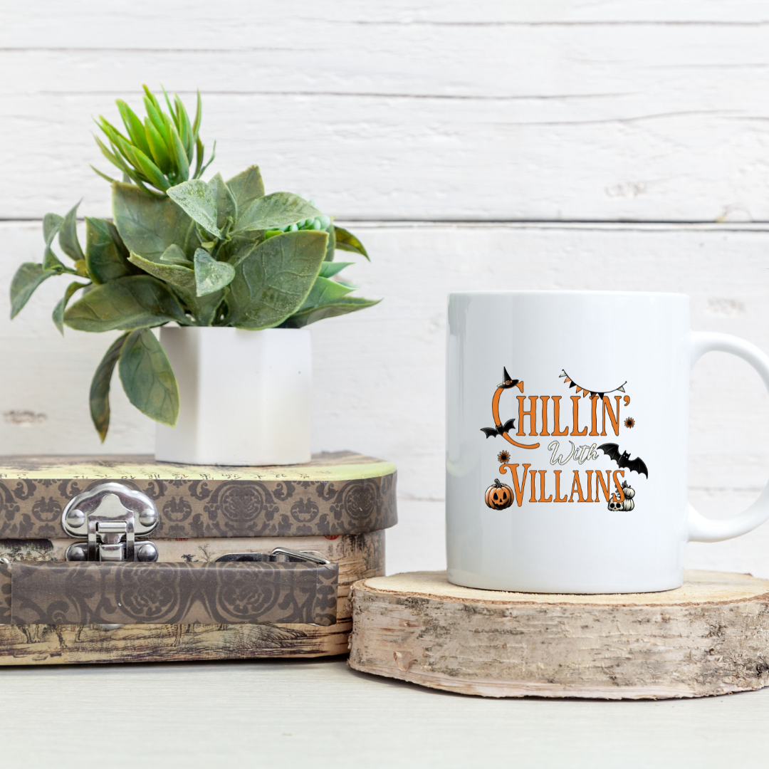 Chillin' With Villains – the perfect mischievous mug for anti-hero fans and coffee lovers.