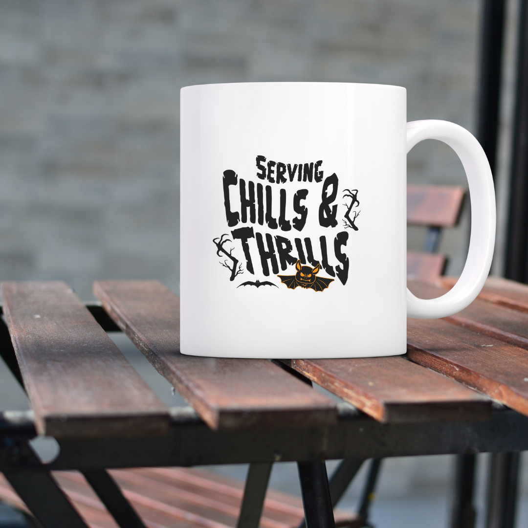 Serving Chills and Thrills – the perfect eerie mug for horror fans and coffee lovers.