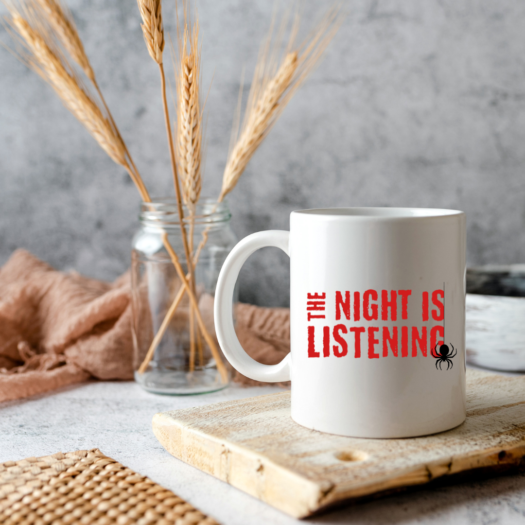 The Night Is Listening – the perfect mysterious mug for midnight souls and coffee lovers.