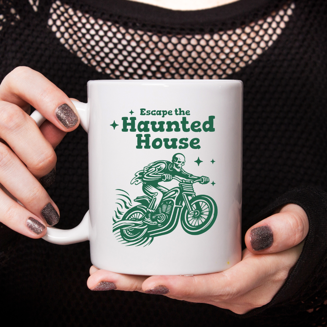 Escape The Haunted House – the perfect adventurous mug for thrill-seekers and coffee lovers.