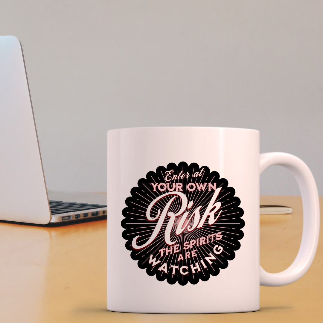 Spirits Are Watching – the perfect mysterious mug for paranormal fans and coffee lovers.