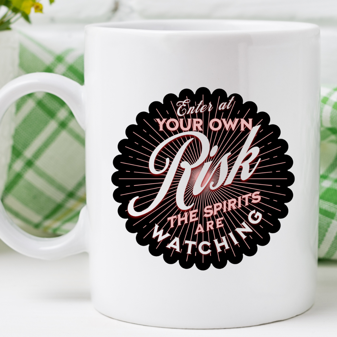 Spirits Are Watching – the perfect mysterious mug for paranormal fans and coffee lovers.