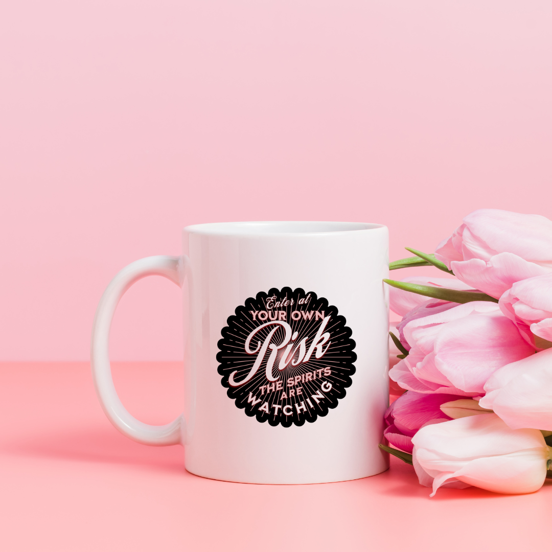 Spirits Are Watching – the perfect mysterious mug for paranormal fans and coffee lovers.
