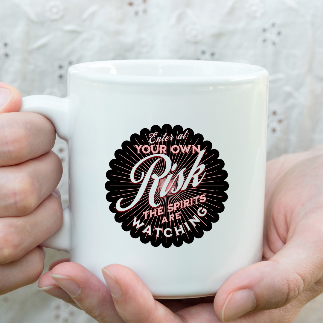 Spirits Are Watching – the perfect mysterious mug for paranormal fans and coffee lovers.