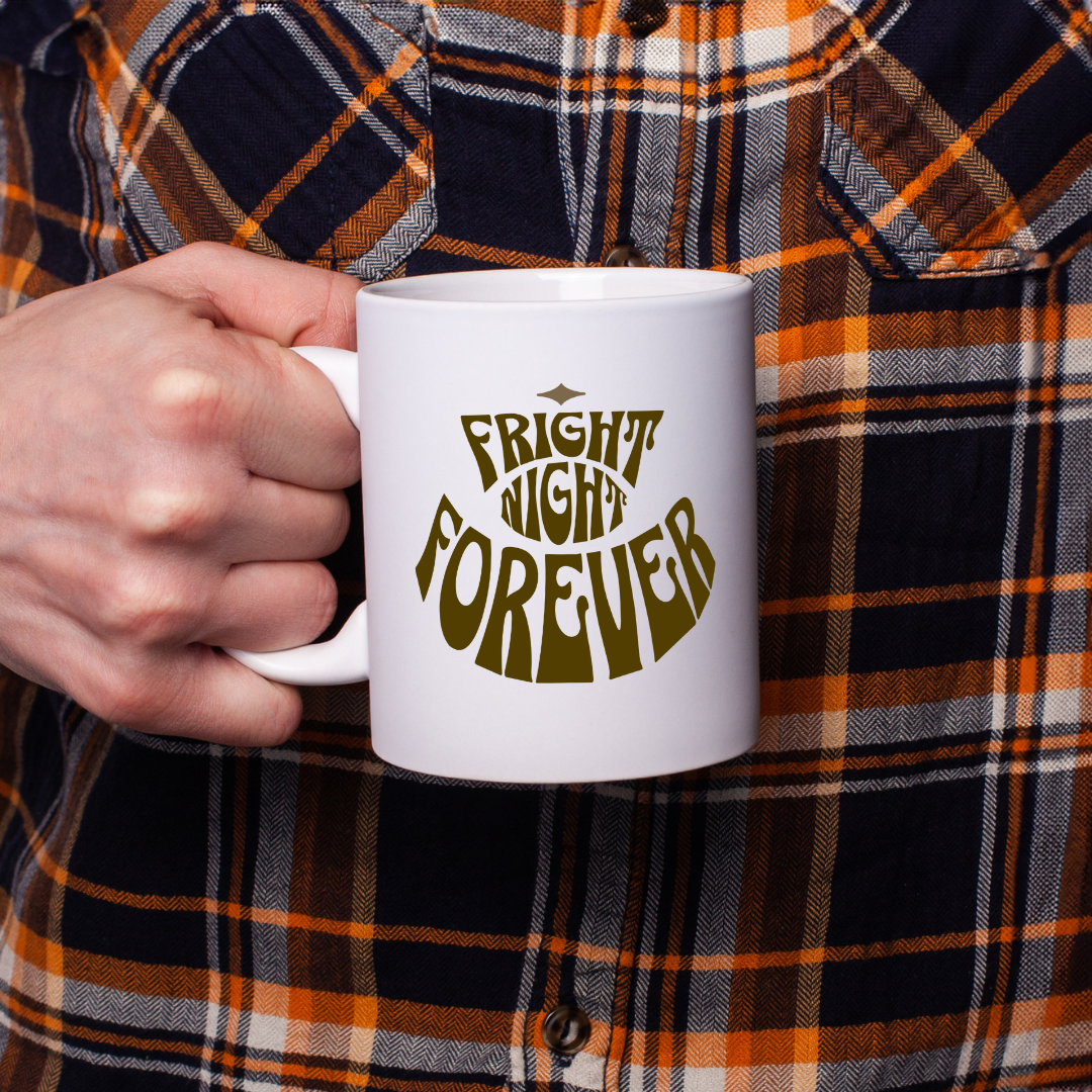 Fright Night Forever – the perfect thrilling mug for horror fans and coffee lovers.