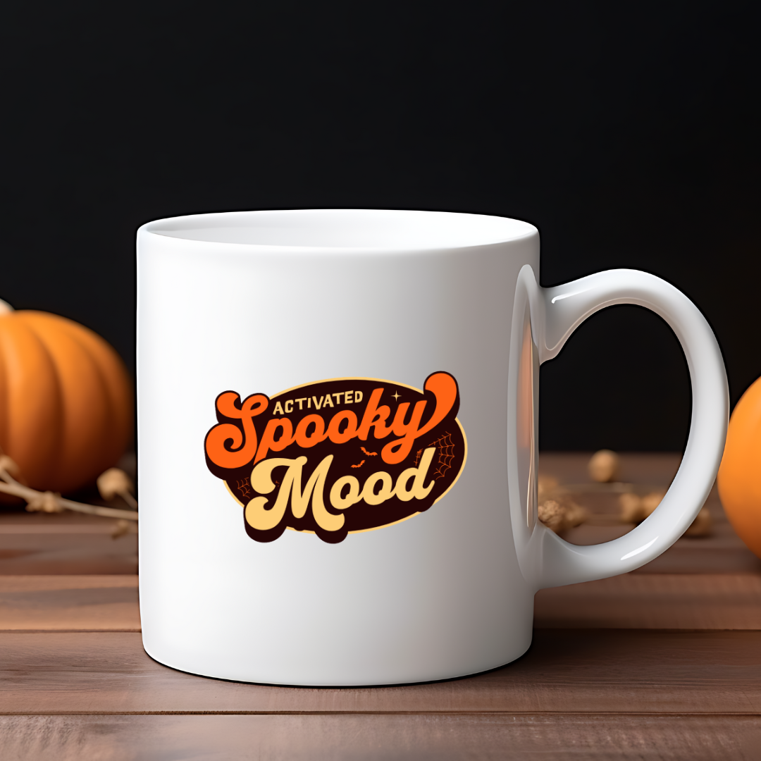 Activated Spooky Mood – the perfect eerie mug for Halloween lovers and coffee enthusiasts.