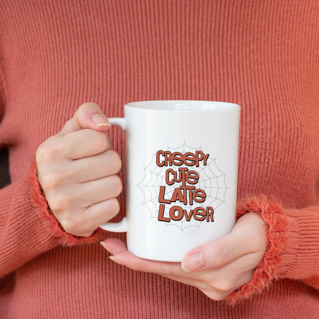 Creepy Cute Latte Lover – the perfect charmingly eerie mug for whimsical coffee enthusiasts.