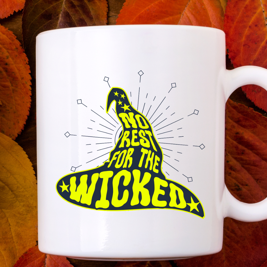No Rest For The Wicked – the perfect rebellious mug for mischief-makers and coffee lovers.