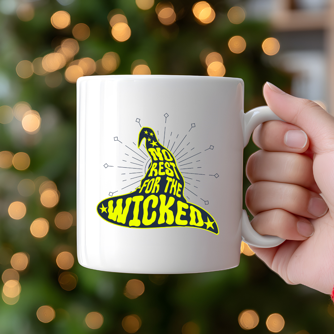 No Rest For The Wicked – the perfect rebellious mug for mischief-makers and coffee lovers.