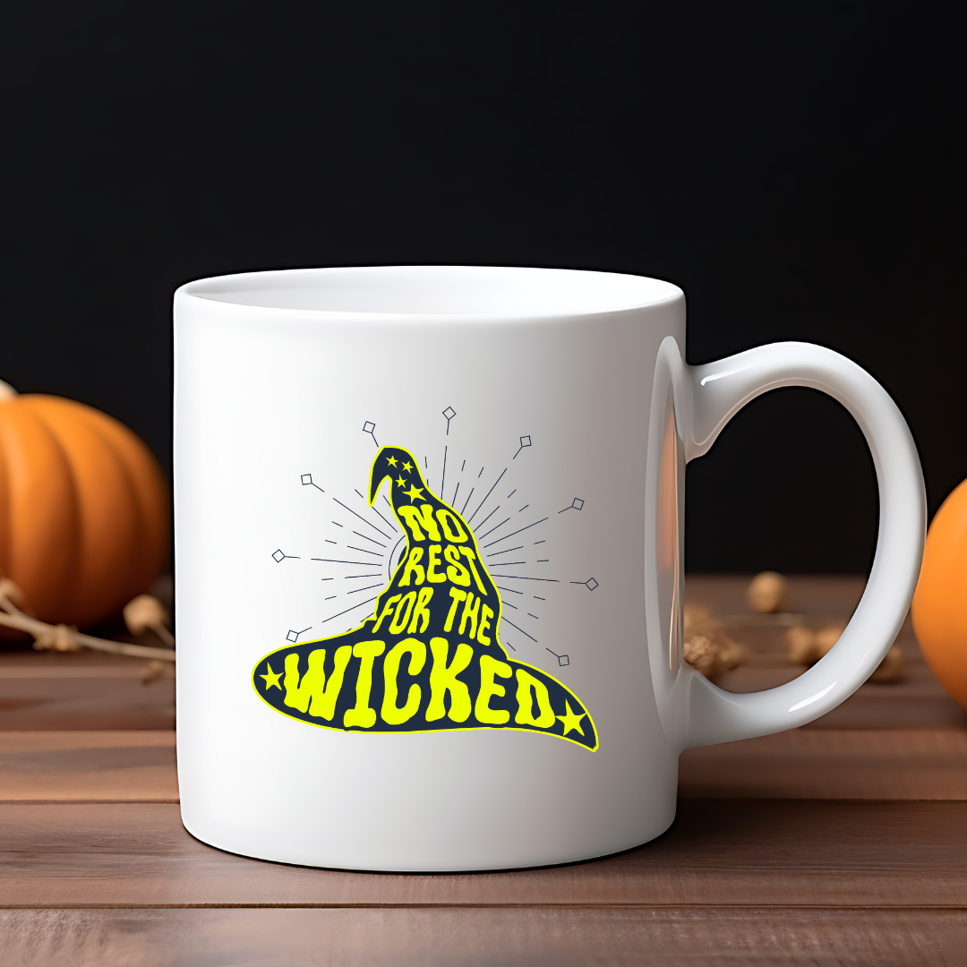 No Rest For The Wicked – the perfect rebellious mug for mischief-makers and coffee lovers.
