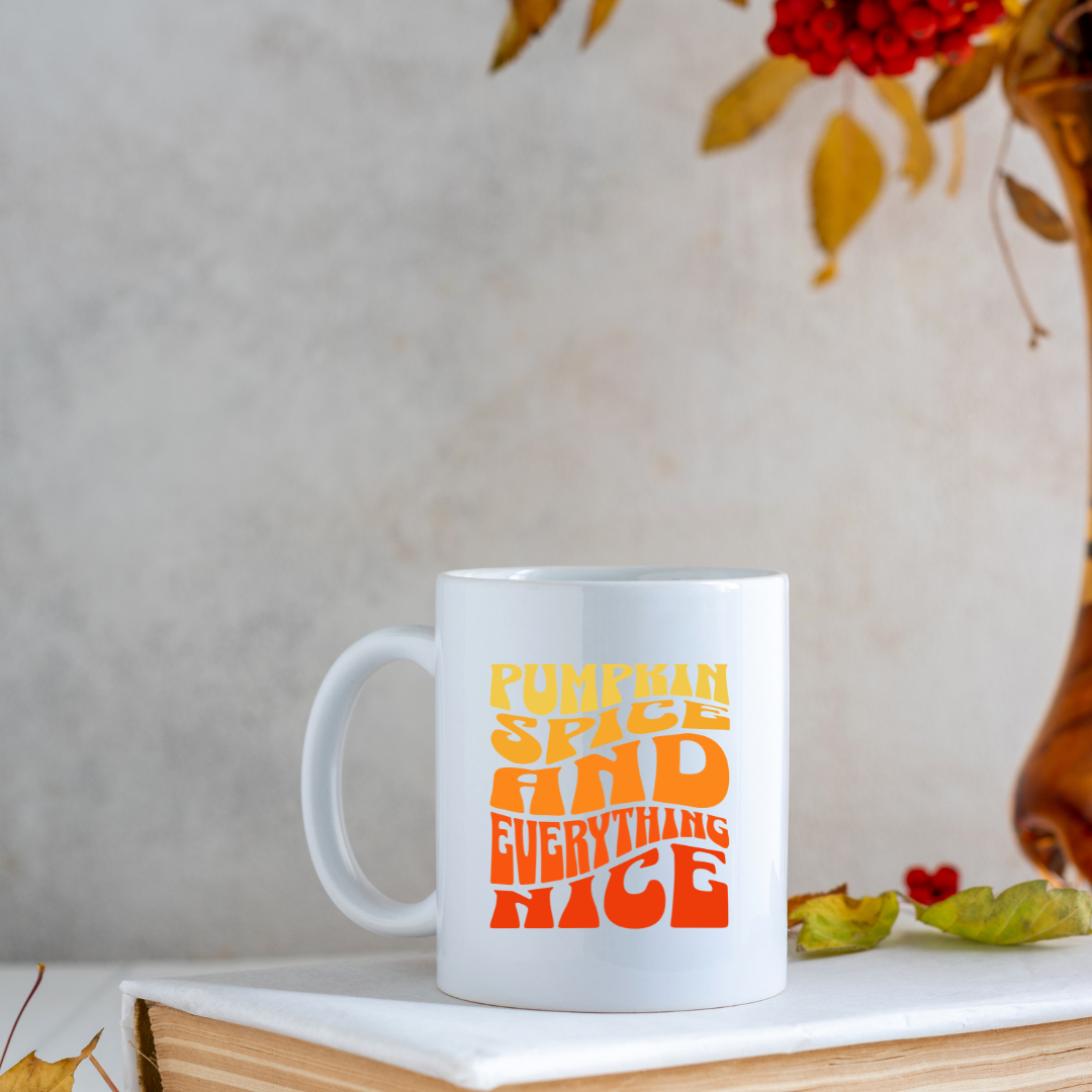 Pumpkin Spice and Everything Nice – the perfect heartwarming mug for cozy coffee lovers.
