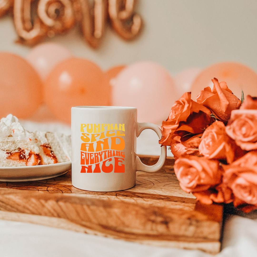 Pumpkin Spice and Everything Nice – the perfect heartwarming mug for cozy coffee lovers.