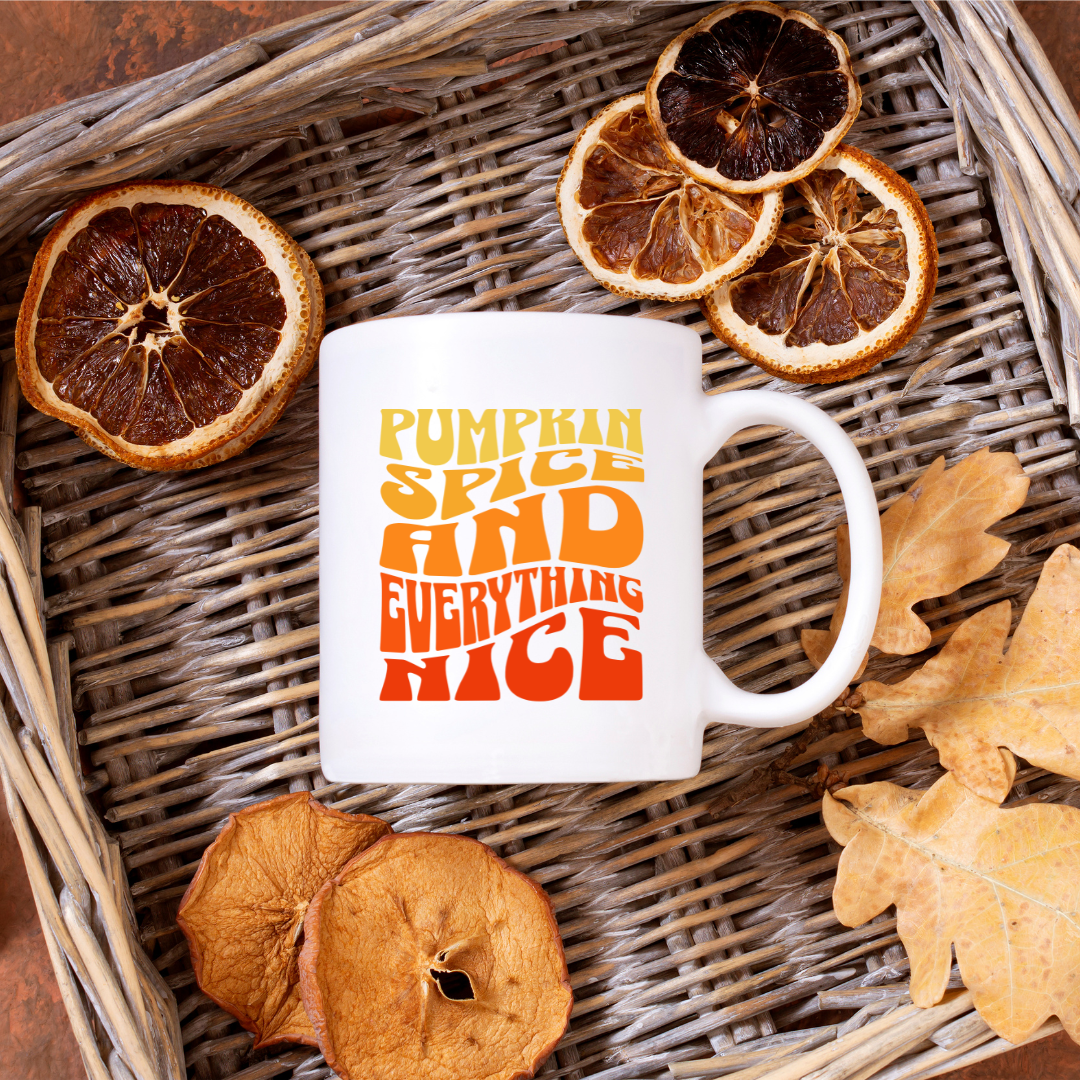Pumpkin Spice and Everything Nice – the perfect heartwarming mug for cozy coffee lovers.