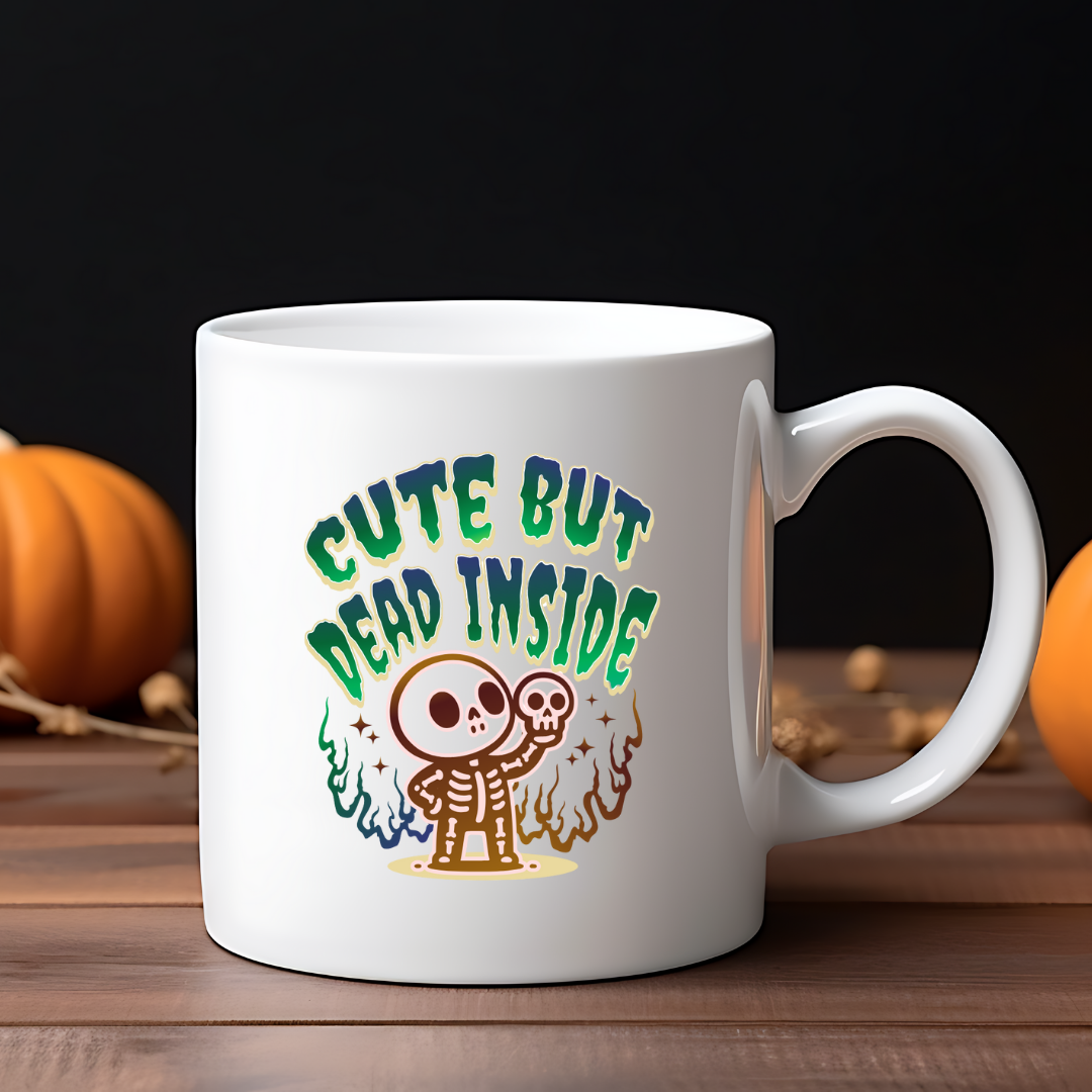 Cute But Dead Inside – the perfect relatable mug for dark humor lovers and coffee enthusiasts.