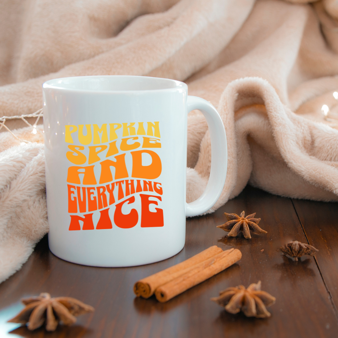 Pumpkin Spice and Everything Nice – the perfect heartwarming mug for cozy coffee lovers.