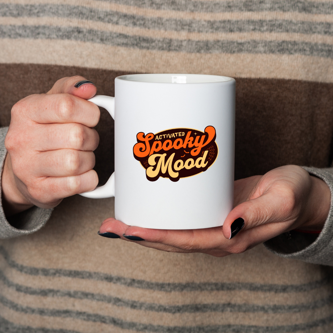 Activated Spooky Mood – the perfect eerie mug for Halloween lovers and coffee enthusiasts.