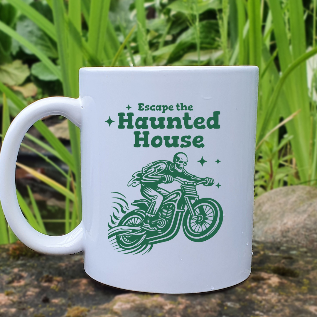 Escape The Haunted House – the perfect adventurous mug for thrill-seekers and coffee lovers.