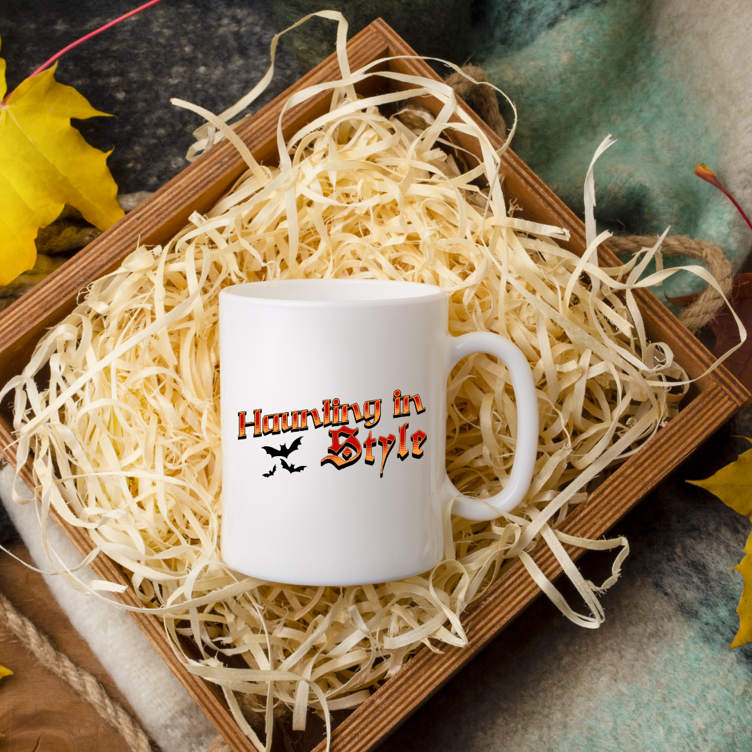 Haunting In Style – the perfect chic mug for fashionable phantoms and coffee lovers.