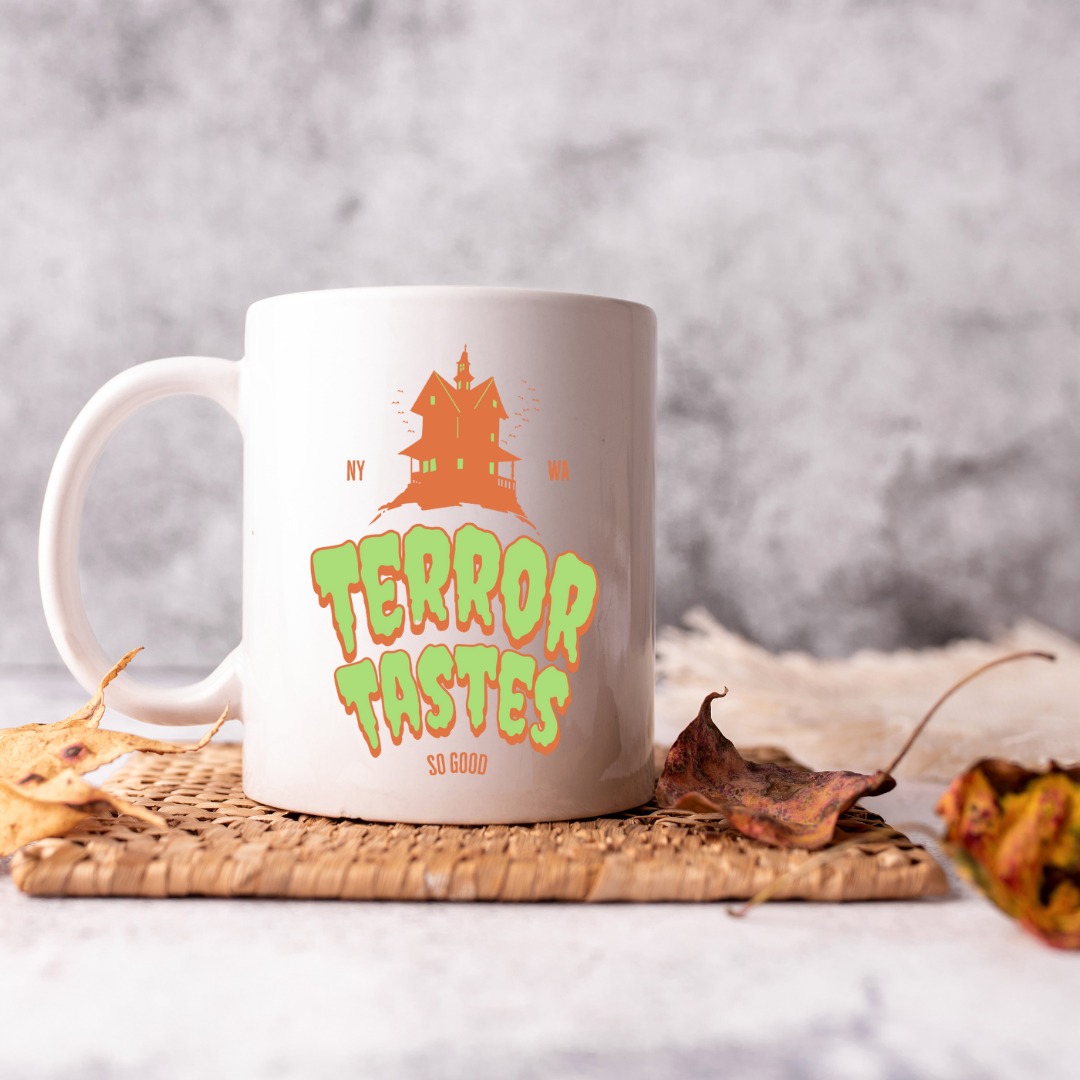 Terror Tastes So Good – the perfect wicked mug for thrill-seekers and coffee lovers.