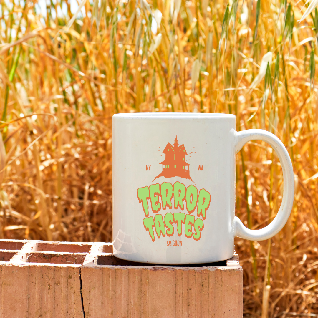 Terror Tastes So Good – the perfect wicked mug for thrill-seekers and coffee lovers.