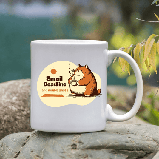 Emails, deadlines, and double shots Mug - Mood In A Mug