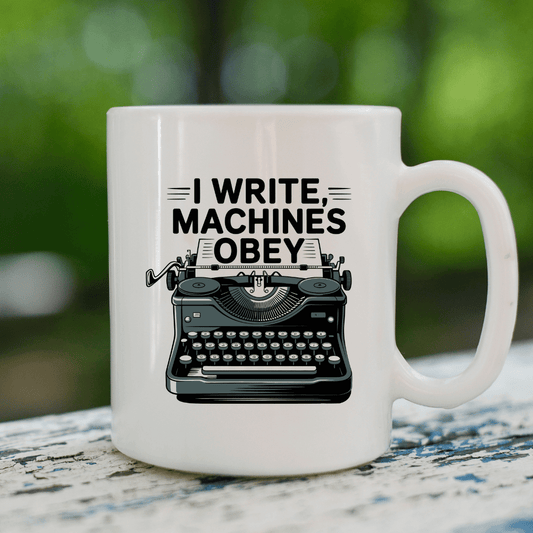 I write machines obey mug - Mood In A Mug