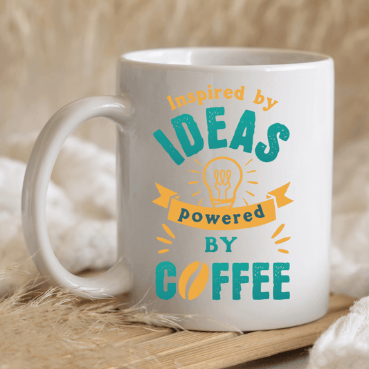 Inspired by ideas, powered by coffee Mug - Mood In A Mug