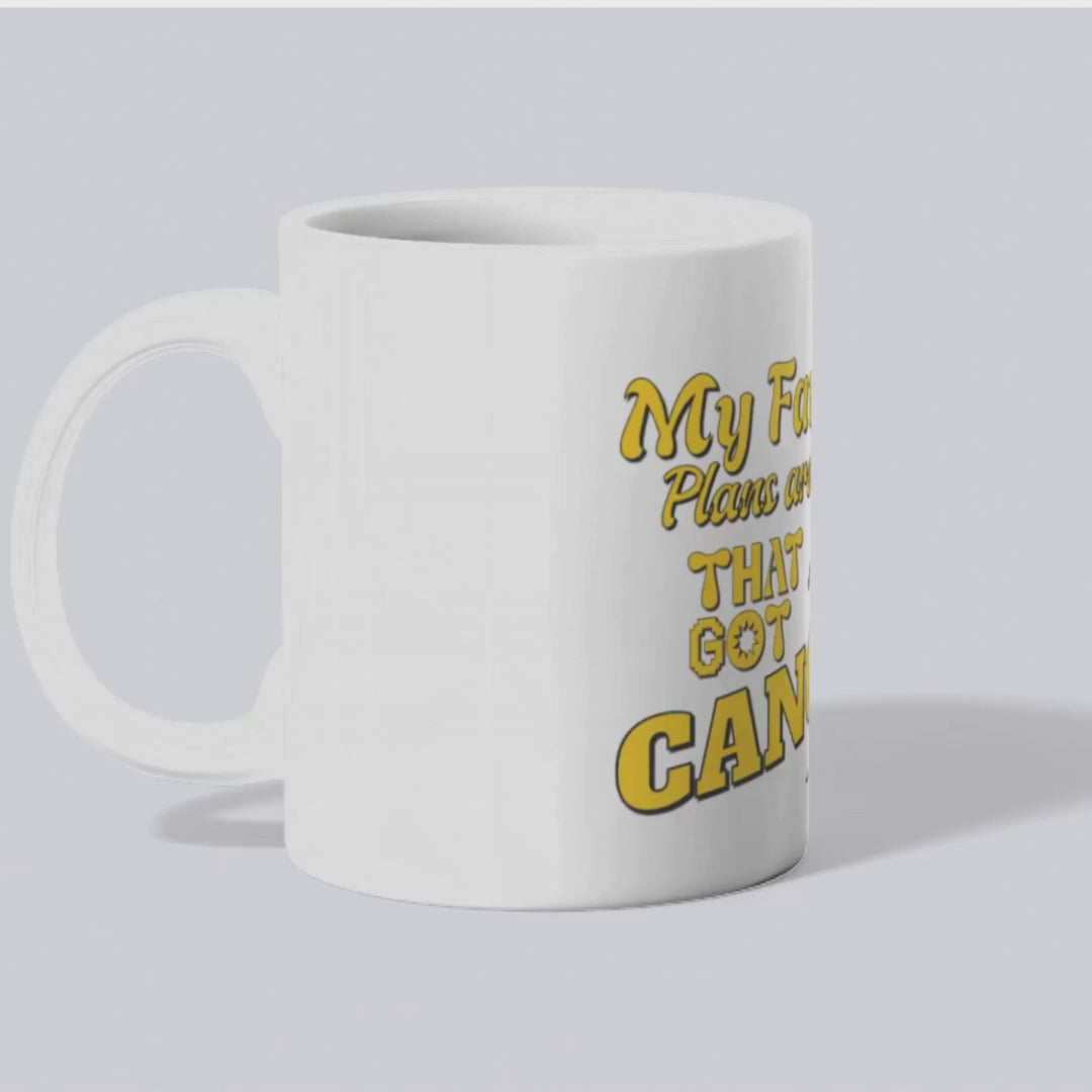 Celebrate freedom with My Favourite Plans – the perfect cancelled plans mug for introverted coffee lovers.