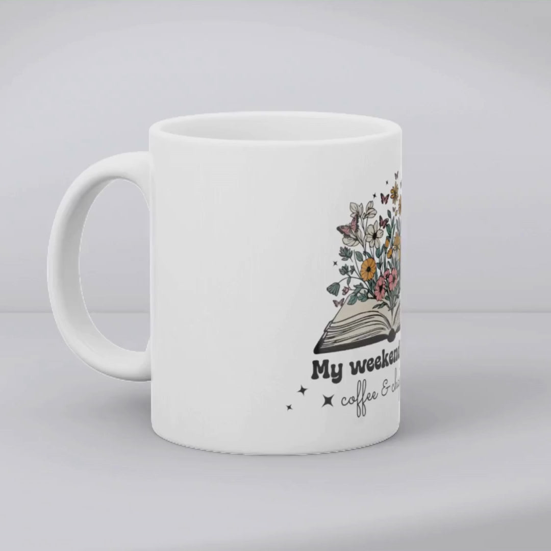 My weekend plans: coffee & chapters – the perfect cozy mug for book and brew lovers.