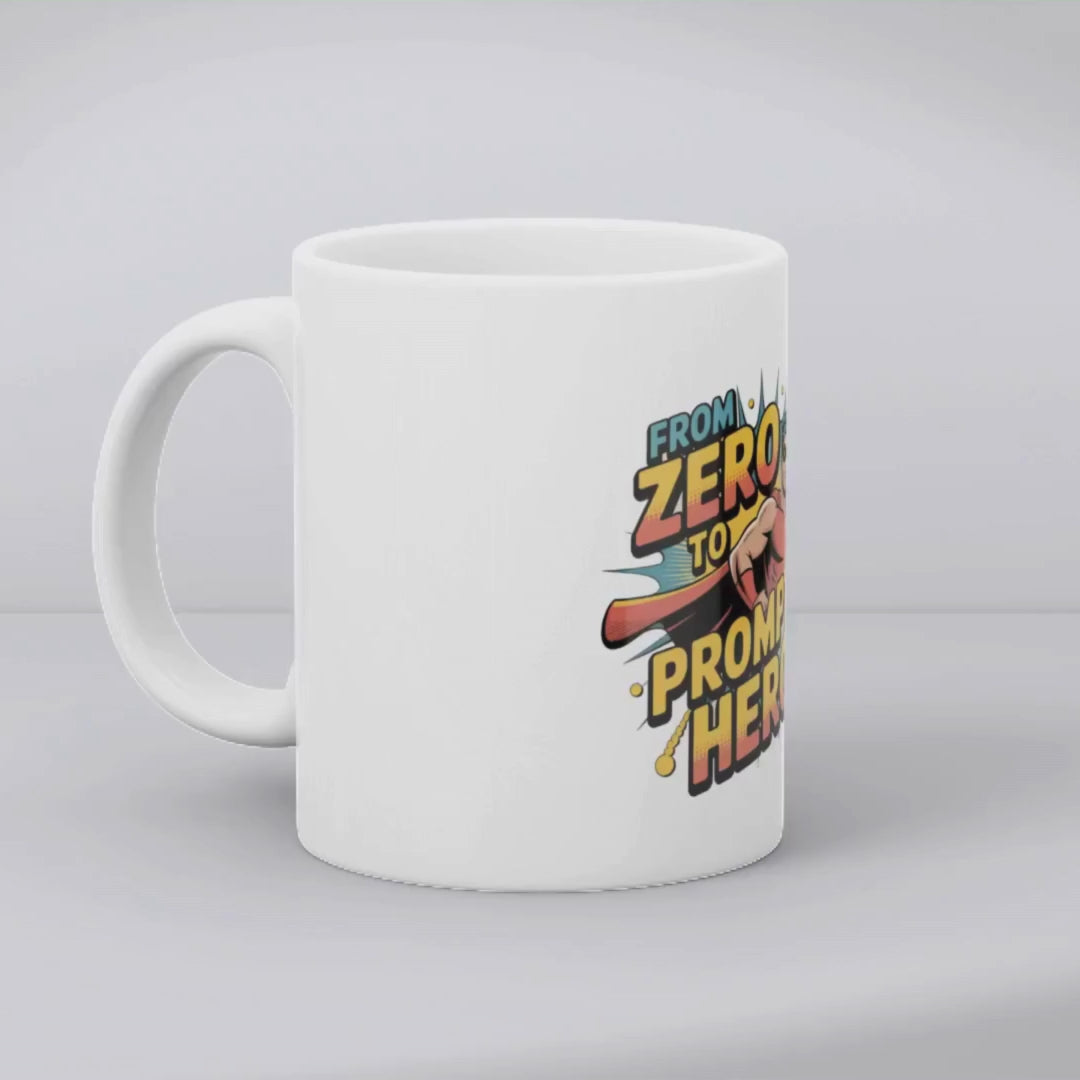 From zero to prompt hero – the perfect motivational mug for AI learners and coffee lovers.