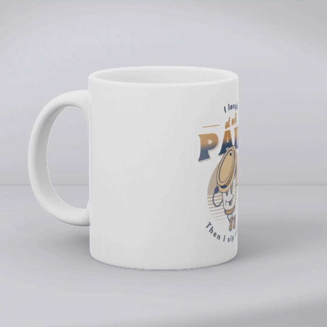 I Laugh at My Pain, Then I Sip Coffee – the perfect resilient mug for survivors and brew lovers.