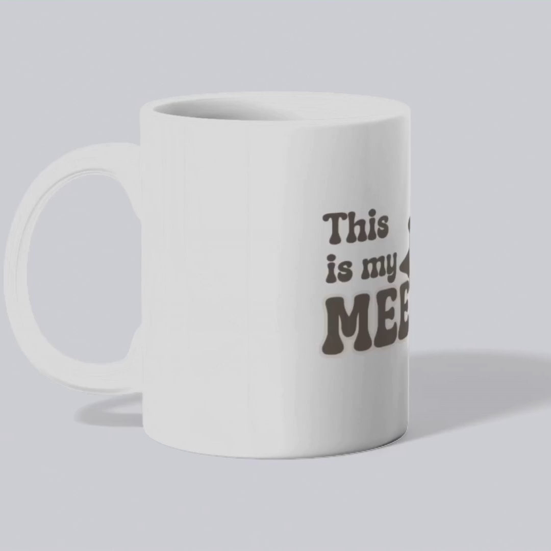 This is my meeting mug – the perfect professional companion for conference calls and coffee lovers.