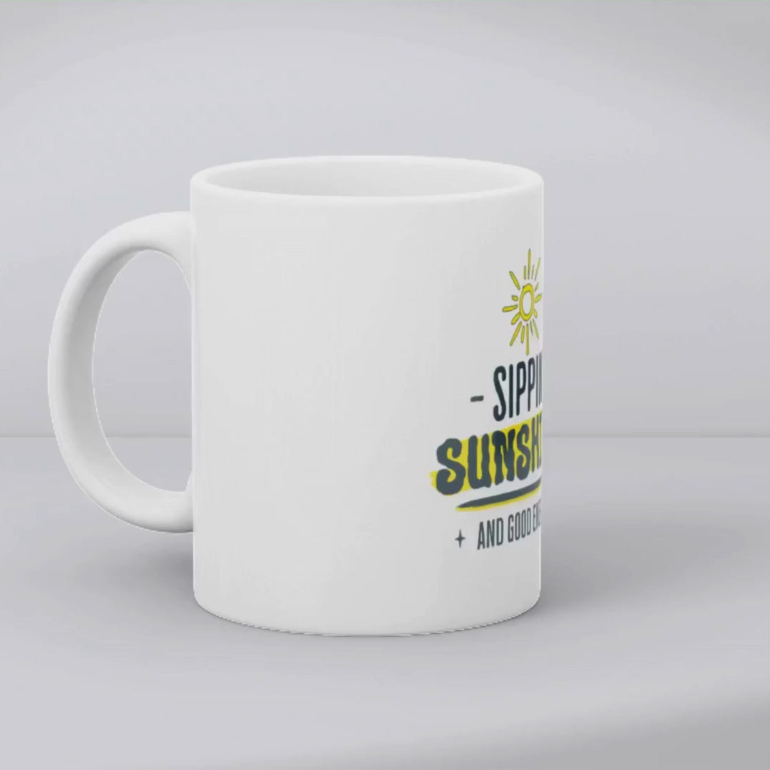 Brighten your morning with Sunshine – the perfect sippin sunshine mug for coffee, tea, or hot chocolate lovers.