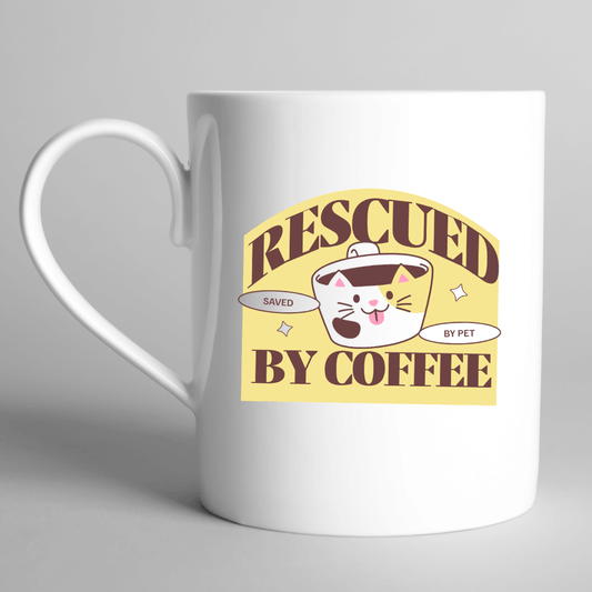 "Rescued by Coffee. Saved by Pets. ☕🐾" - Mood In A Mug