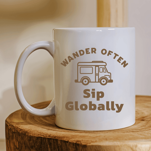Wander often. Sip globally Mug - Mood In A Mug